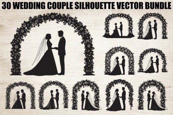 30 Romantic Wedding Couple Silhouettes for Creative Projects