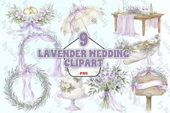 Elegant Lavender Wedding Clipart for Every Creative Project