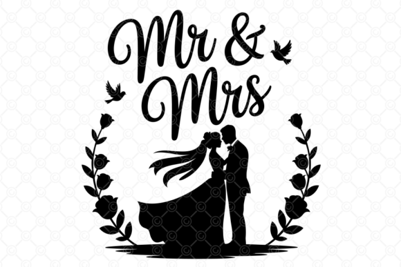 Elegant Mr. and Mrs. SVG: A Wedding Couple Design for Creators