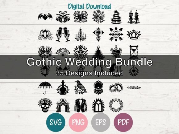 Gothic Wedding SVG Bundle: Dark Romance for Your Craft Projects