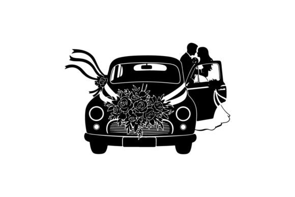 Wedding Couple in Vintage Car Vector Ill: Design Uses & Benefits