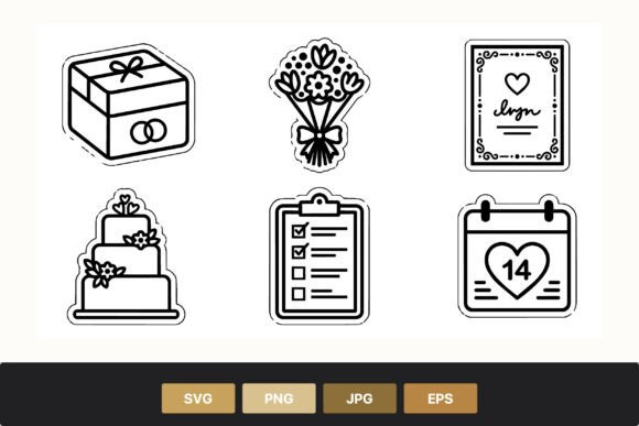 Wedding Icons Black and White: A Designer's Toolkit